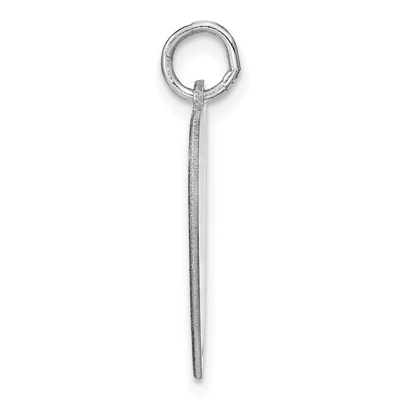 Sterling Silver Silver/Rhodium Plated Heart Disc Name Charm