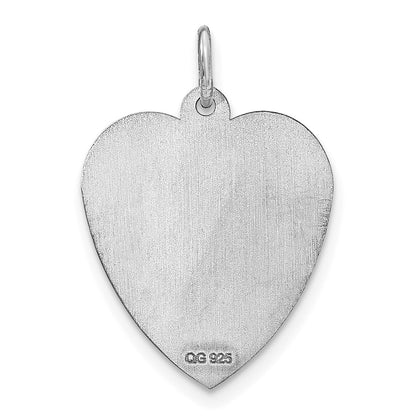 Sterling Silver Silver/Rhodium Plated Heart Disc Name Charm