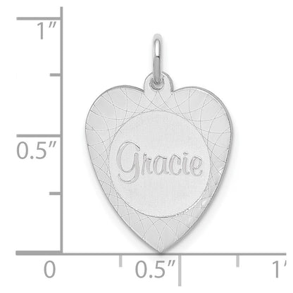 14k White Gold 14k White Gold Heart Disc Name Charm