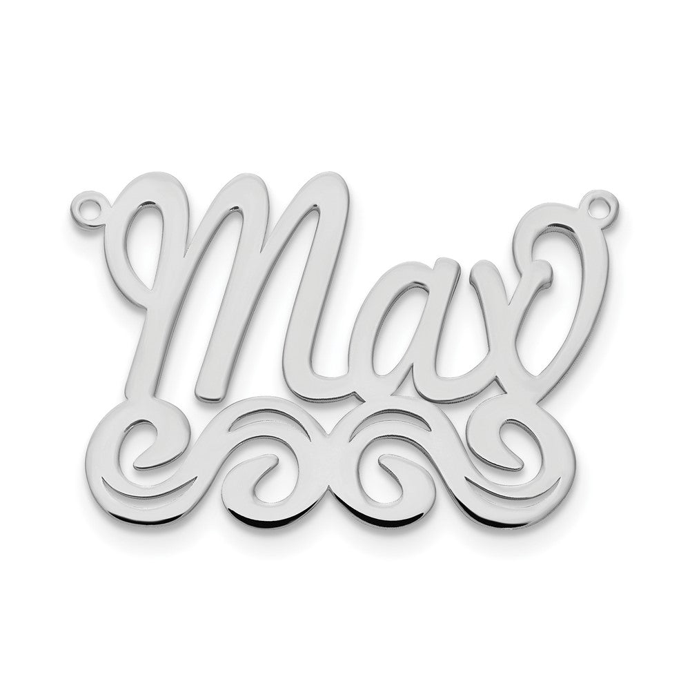 Sterling Silver Silver/Rhodium Plated Medium Polished Name Plate