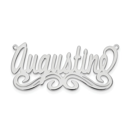 Sterling Silver Silver/Rhodium Plated Medium Polished Name Plate