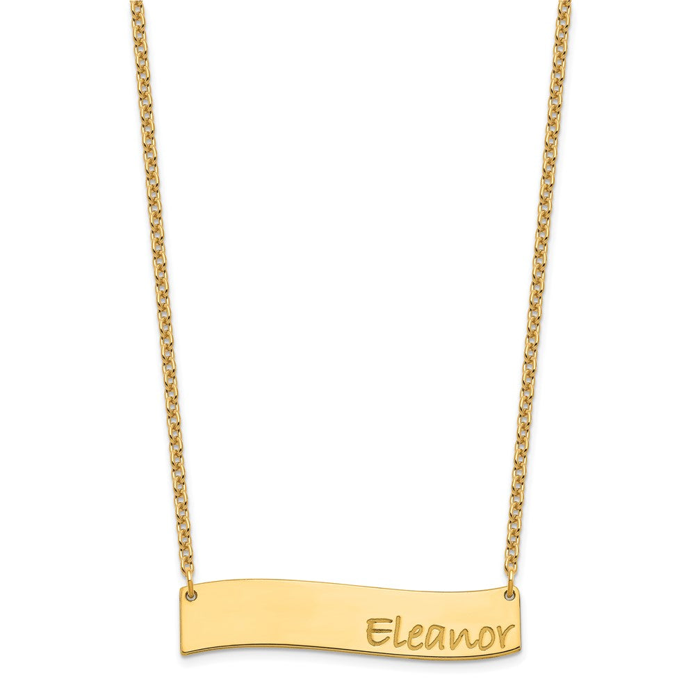 Gold Plated Medium Bradley Hand Curved Bar Necklace