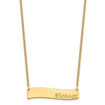 Gold Plated Medium Bradley Hand Curved Bar Necklace