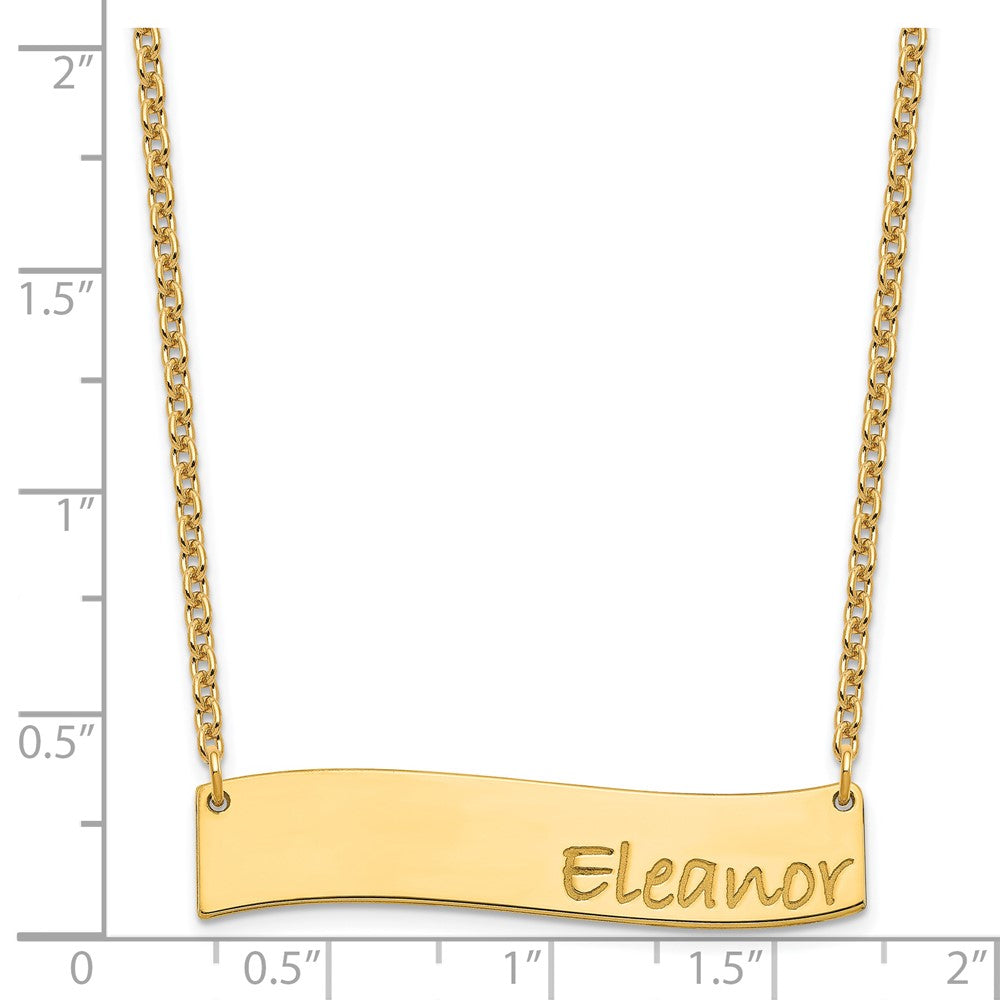 Gold Plated Medium Bradley Hand Curved Bar Necklace