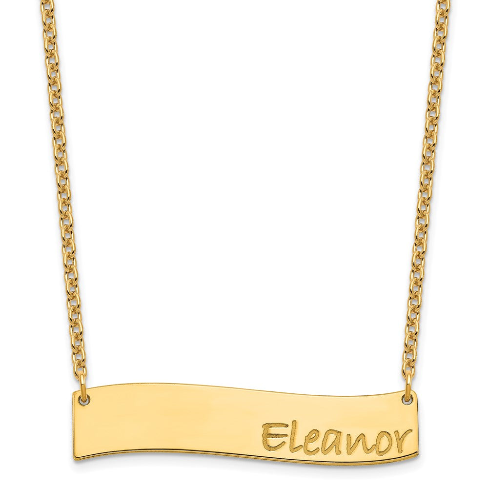 Gold Plated Medium Bradley Hand Curved Bar Necklace