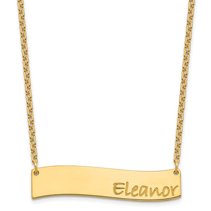Gold Plated Medium Bradley Hand Curved Bar Necklace