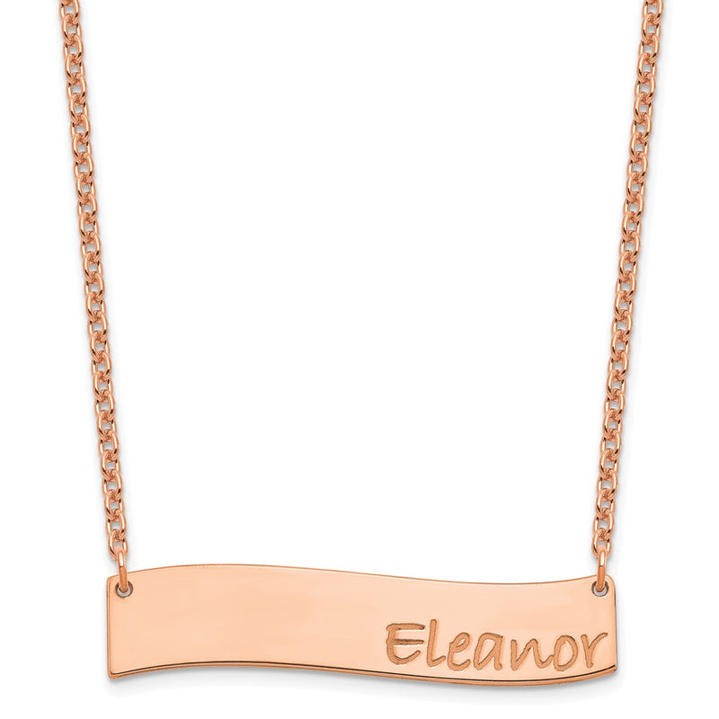 Rose Plated Medium Bradley Hand Curved Bar Necklace