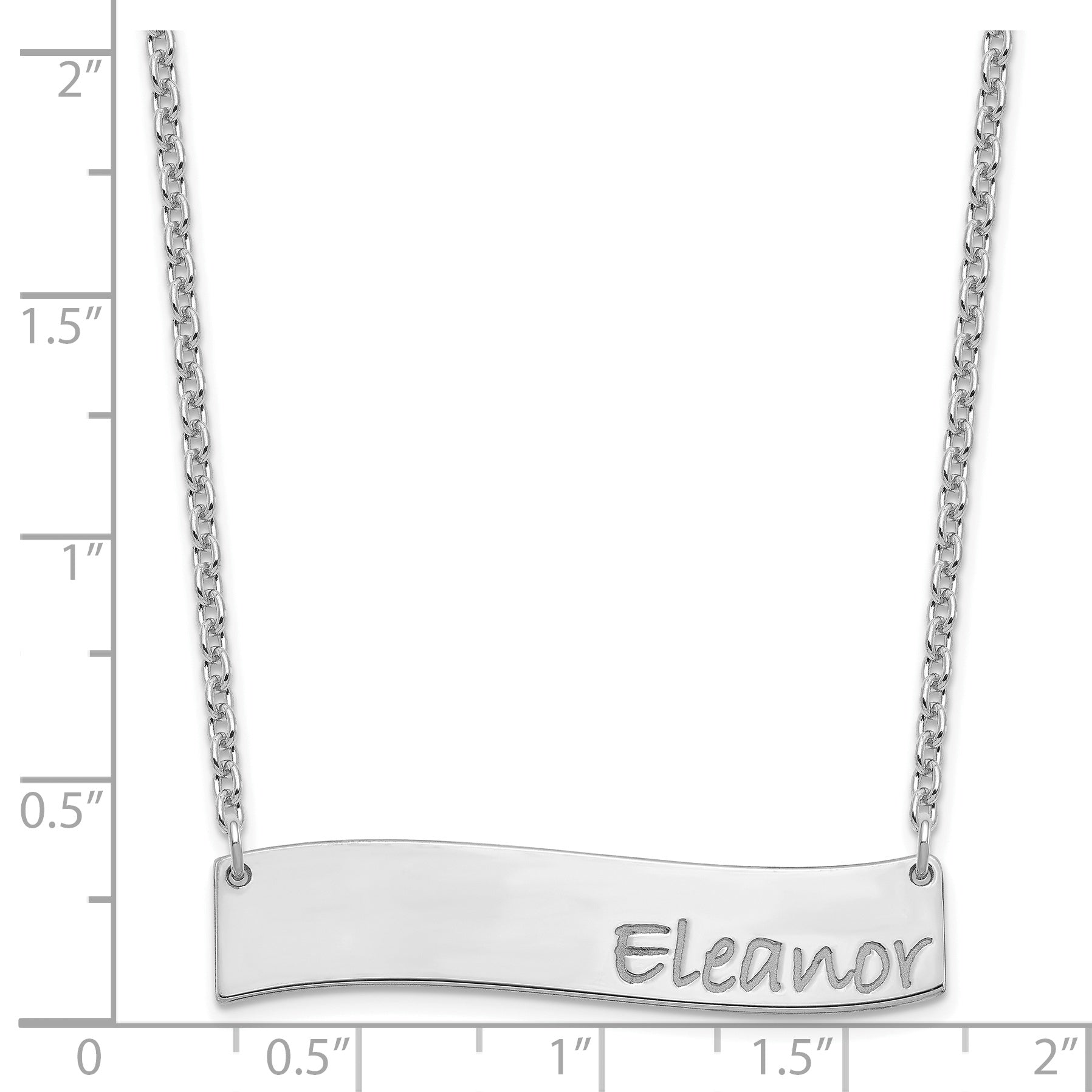Sterling Silver Rhodium Plated Medium Bradley Hand Curved Bar Necklace