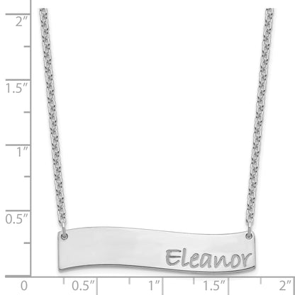 Sterling Silver Rhodium Plated Medium Bradley Hand Curved Bar Necklace
