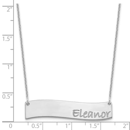 14K White Gold Medium Bradley Hand Curved Bar Necklace