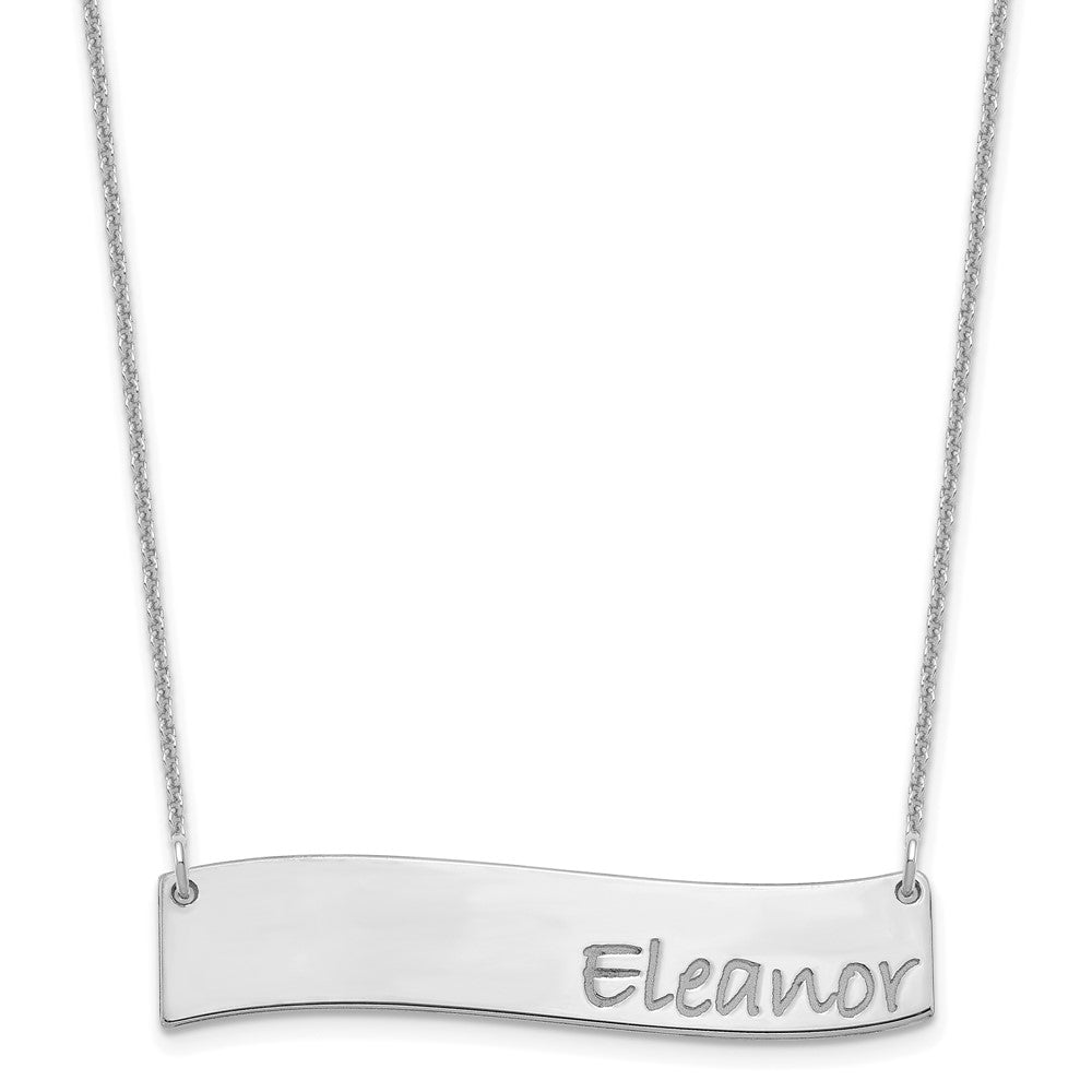 14K White Gold Medium Bradley Hand Curved Bar Necklace