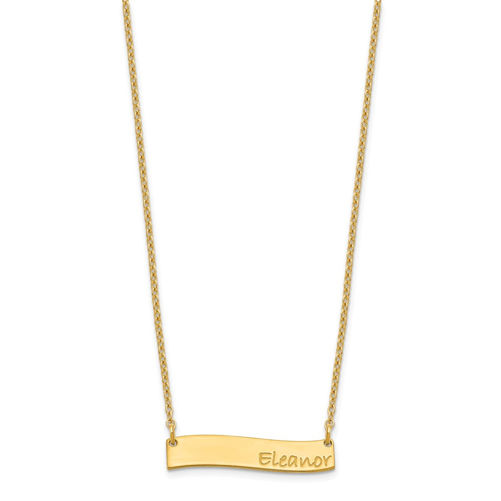Gold Plated Small Bradley Hand Curved Bar Necklace