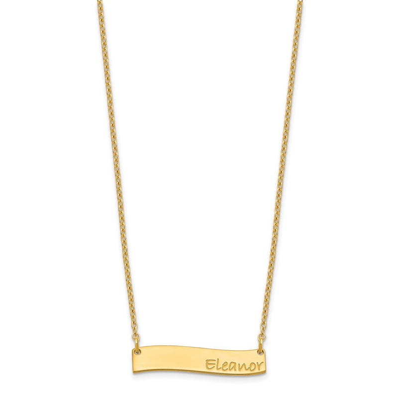 Gold Plated Small Bradley Hand Curved Bar Necklace