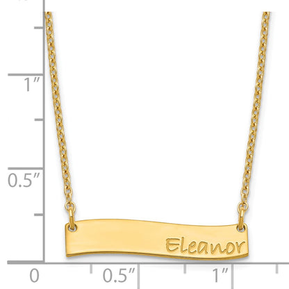 Gold Plated Small Bradley Hand Curved Bar Necklace