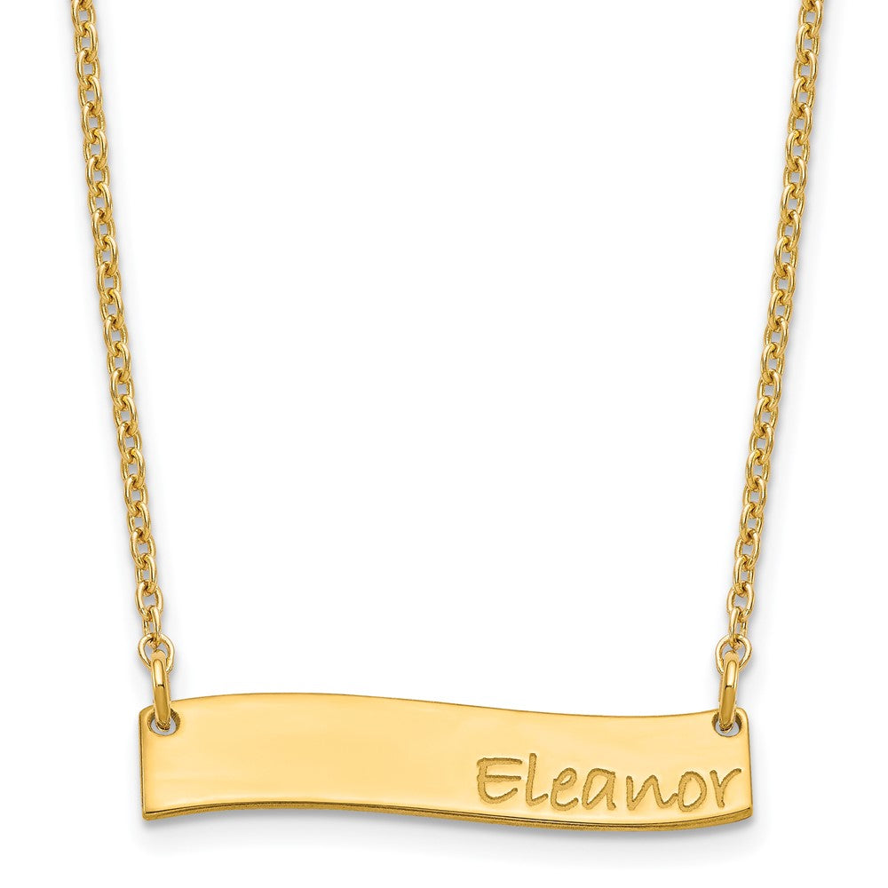 Gold Plated Small Bradley Hand Curved Bar Necklace