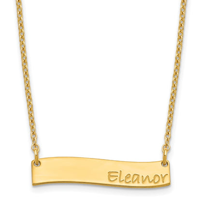 Gold Plated Small Bradley Hand Curved Bar Necklace