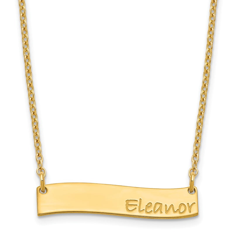 Gold Plated Small Bradley Hand Curved Bar Necklace