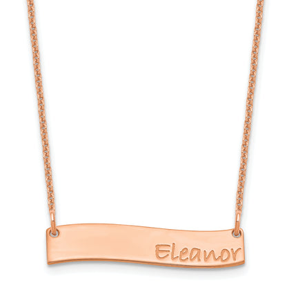 14K Rose Gold Small Bradley Hand Curved Bar Necklace