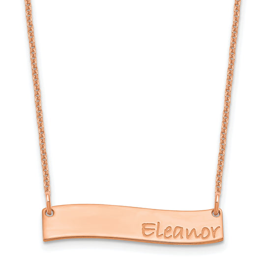 14K Rose Gold Small Bradley Hand Curved Bar Necklace