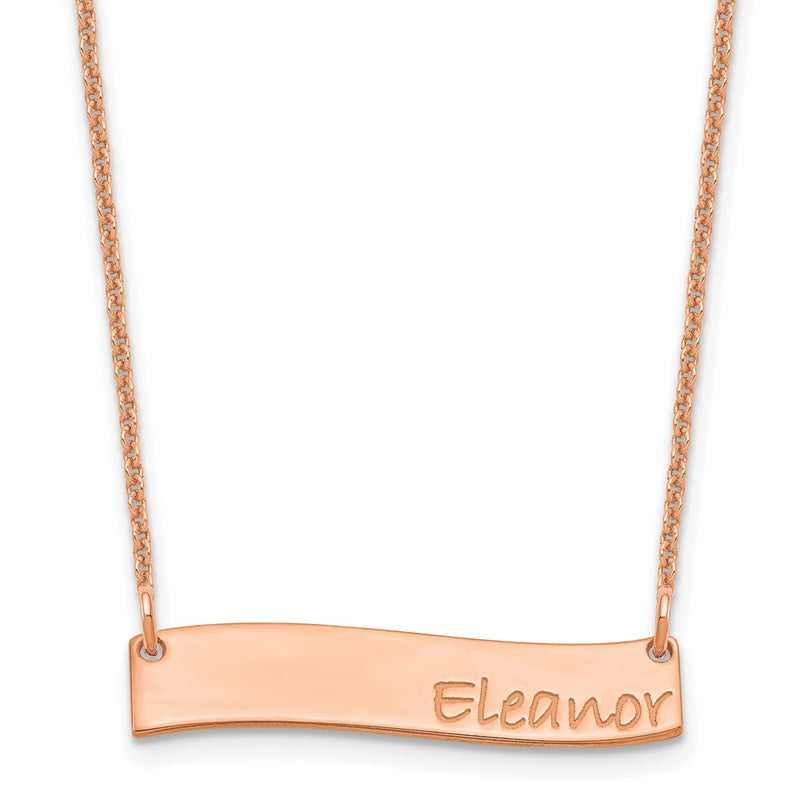 14K Rose Gold Small Bradley Hand Curved Bar Necklace