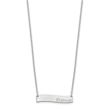 Sterling Silver Rhodium Plated Small Bradley Hand Curved Bar Necklace