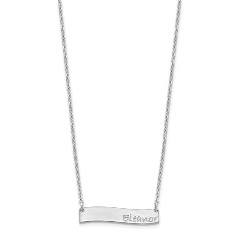 Sterling Silver Rhodium Plated Small Bradley Hand Curved Bar Necklace
