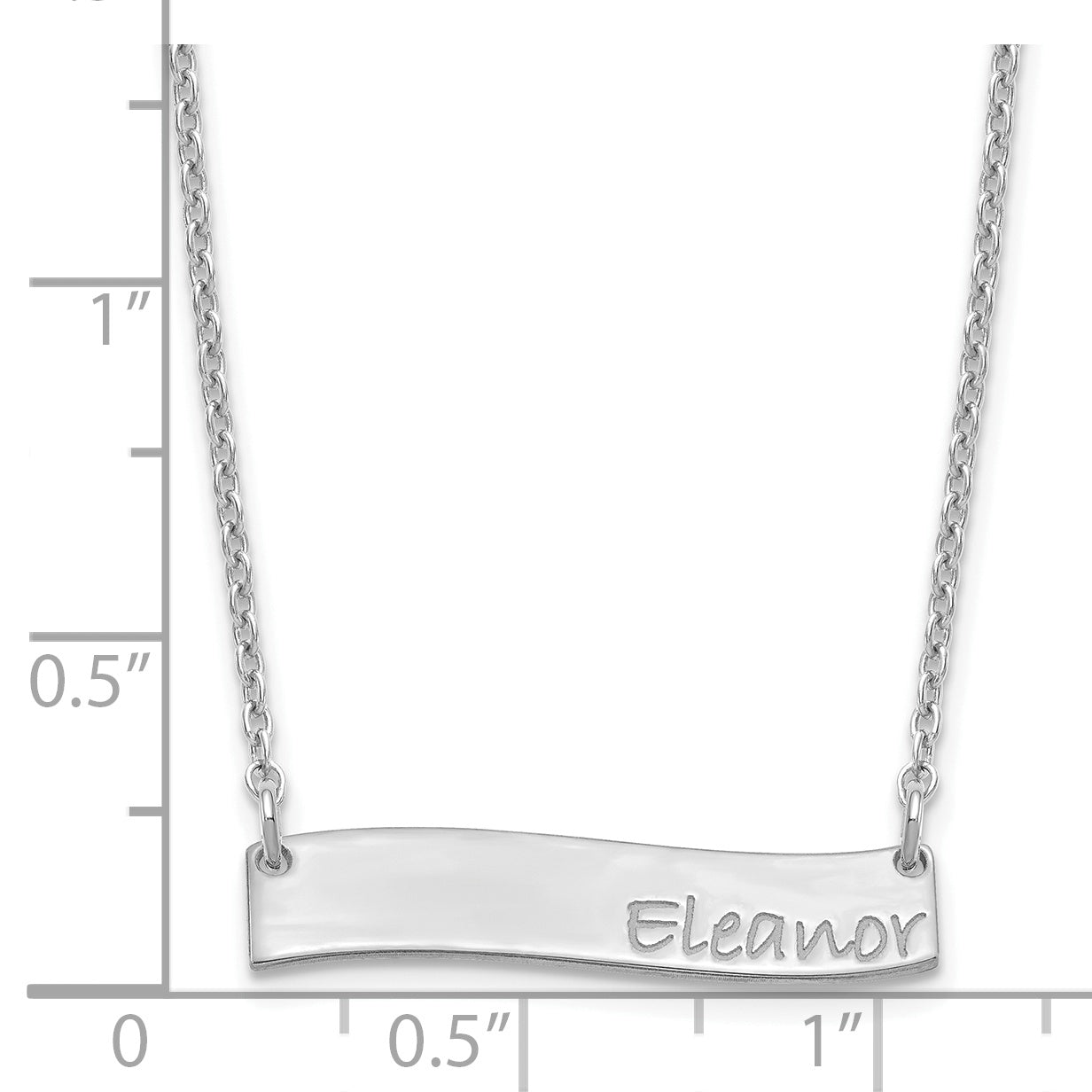 Sterling Silver Rhodium Plated Small Bradley Hand Curved Bar Necklace