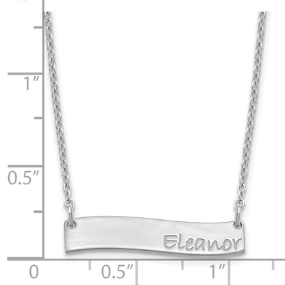 Sterling Silver Rhodium Plated Small Bradley Hand Curved Bar Necklace