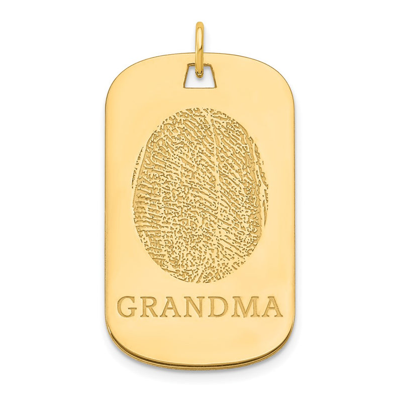 14K Yellow Gold Fingerprint Dog Tag