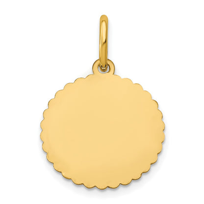 14K Yellow Gold Scalloped Disc With Name Charm