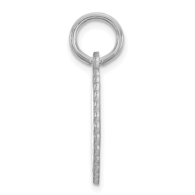 Sterling Silver Silver/Rhodium Plated Scalloped Disc With Name Charm