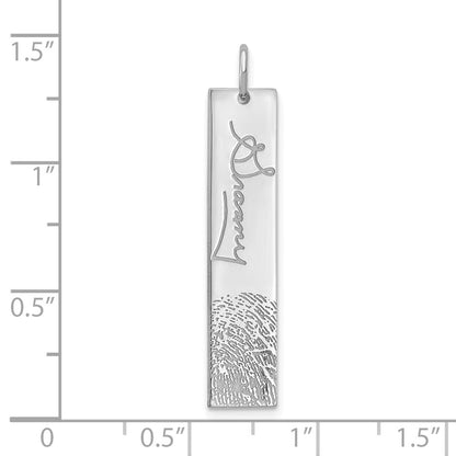 14K White Gold Signature And Fingerprint Charm