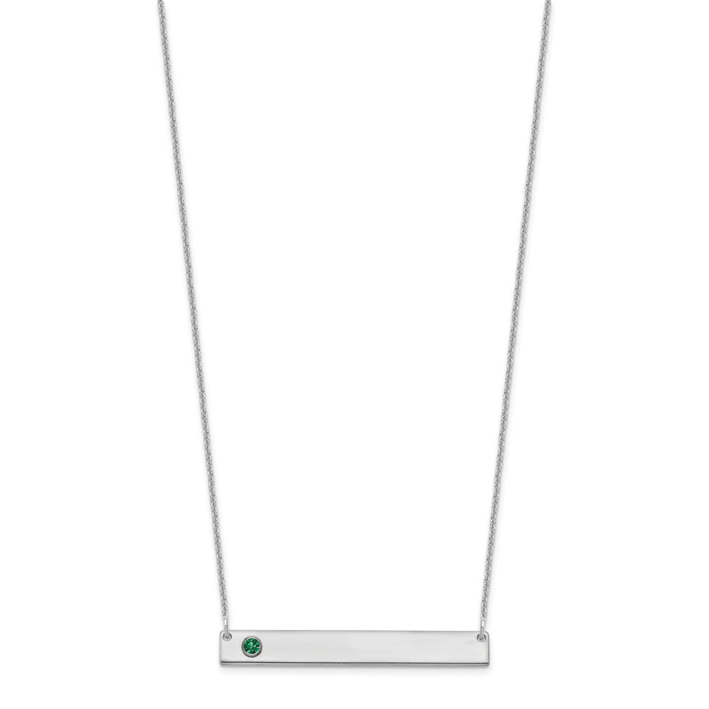 14K White Gold 14Kw 1 Birthstone W/ 18K Rhodium Plated Bezel Large Bar Necklace