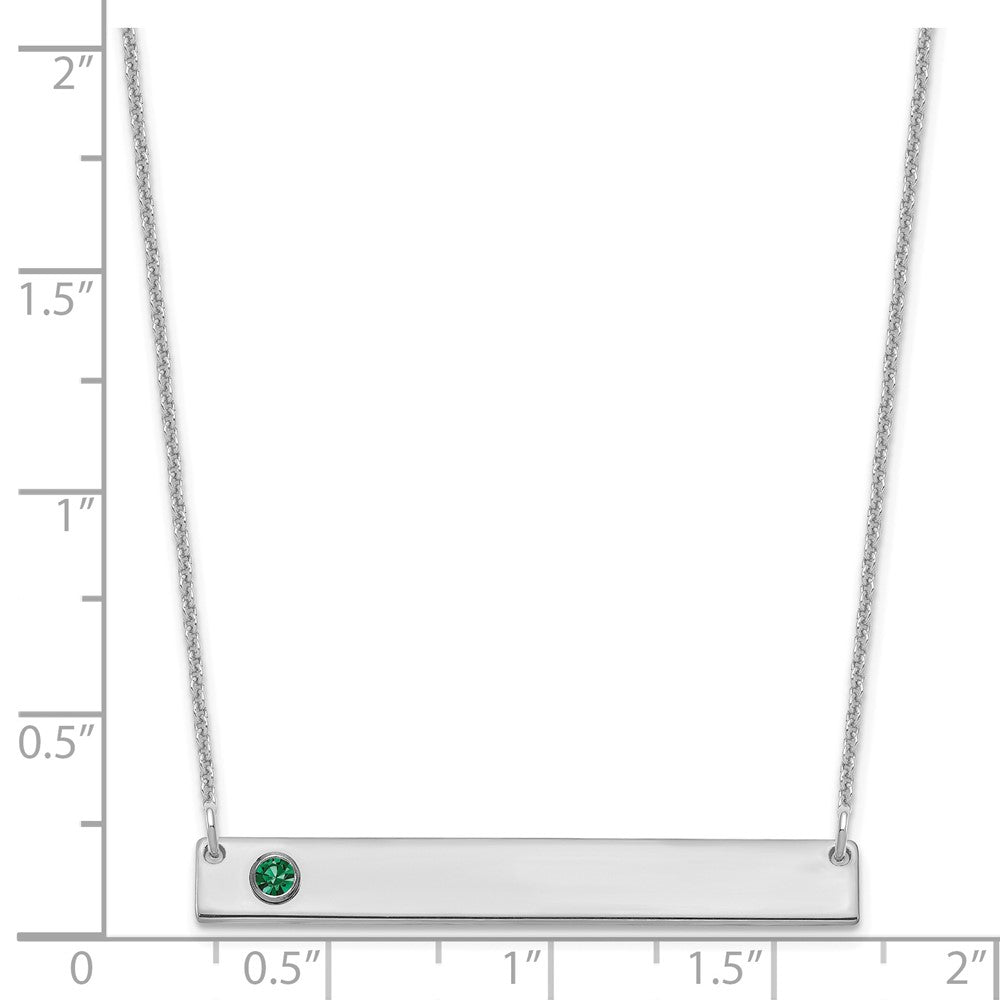 14K White Gold 14Kw 1 Birthstone W/ 18K Rhodium Plated Bezel Large Bar Necklace