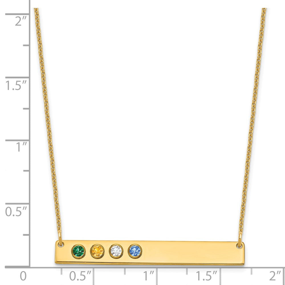 14K Yellow Gold 14Ky 4 Birthstone W/ Bezel Large Bar Necklace