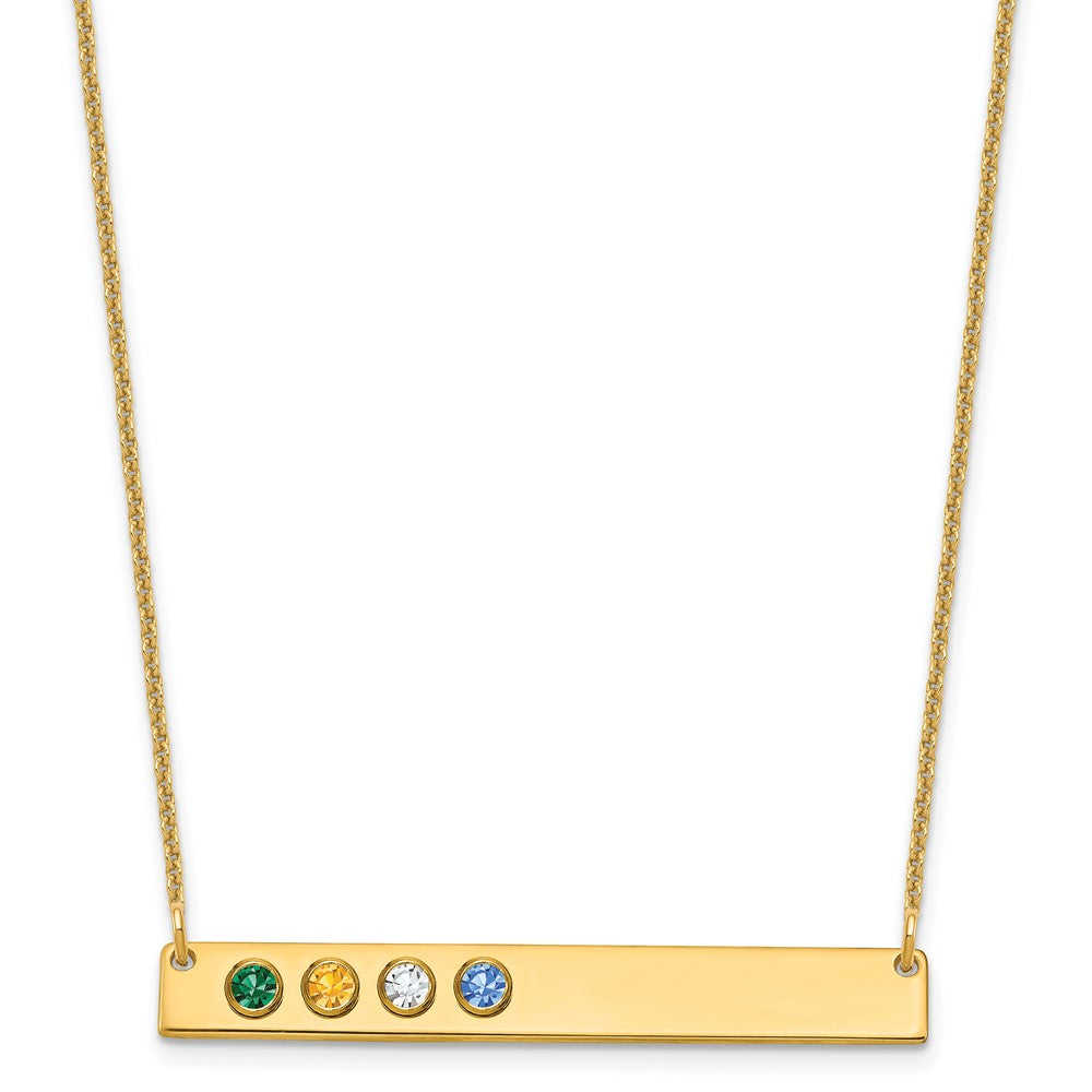 14K Yellow Gold 14Ky 4 Birthstone W/ Bezel Large Bar Necklace