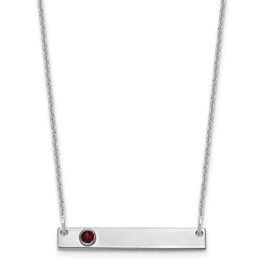 14K White Gold 14Kw 1 Birthstone W/ 18K Rhodium Plated Bezel Small Bar Necklace