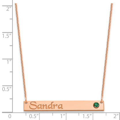14K Rose Gold Personalized Bar W/ Bezel Birthstone Necklace