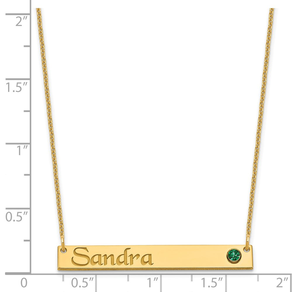 14K Yellow Gold Personalized Bar W/ Bezel Birthstone Necklace