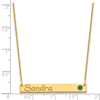 14K Yellow Gold Personalized Bar W/ Bezel Birthstone Necklace
