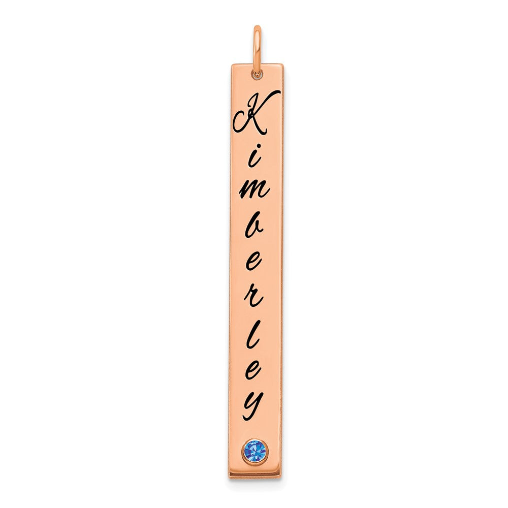 Rose Plated Lg Epoxy Name 14K Bezel Bs Bar Charm