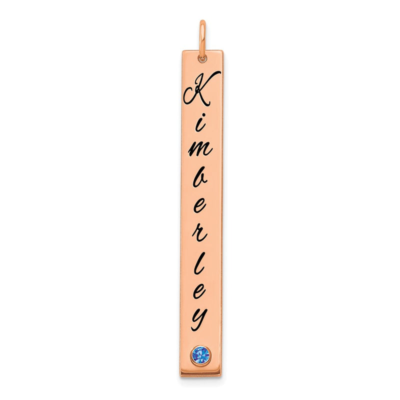 Rose Plated Lg Epoxy Name 14K Bezel Bs Bar Charm