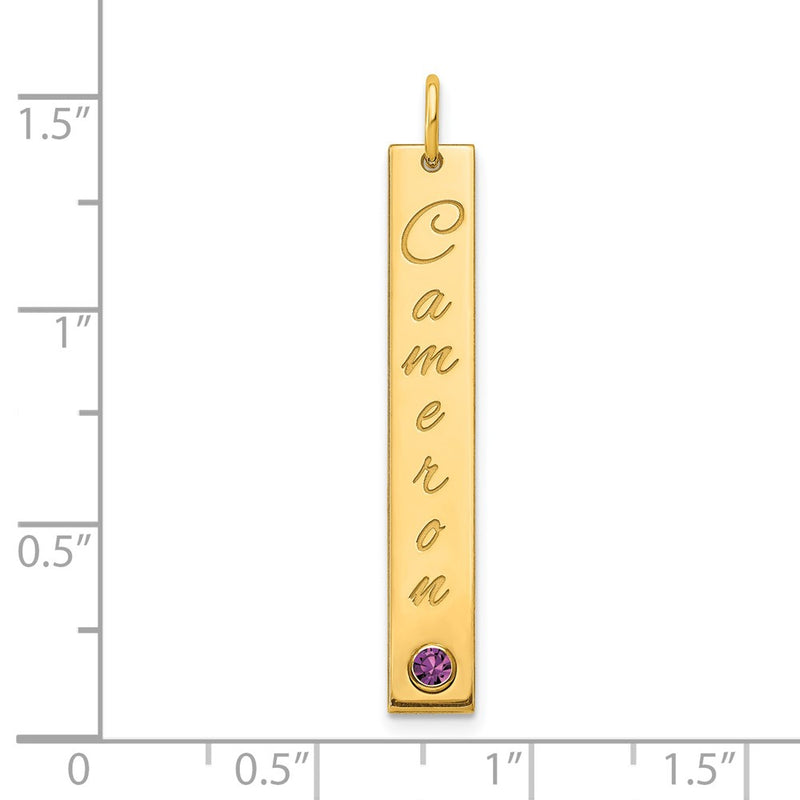 14K Yellow Gold Yg Med Epoxy Name Bezel Birthstone Bar Charm