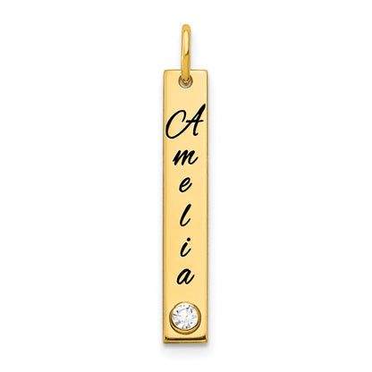 14K Yellow Gold Yg Small Epoxy Name Bezel Birthstone Bar Charm