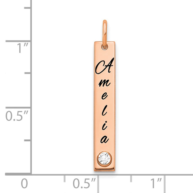 14K Rose Gold Small Epoxy Name Bezel Bs Bar Charm