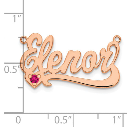 Rose Plated Sterling Silver/Rose Birthstone Heart Name Plate