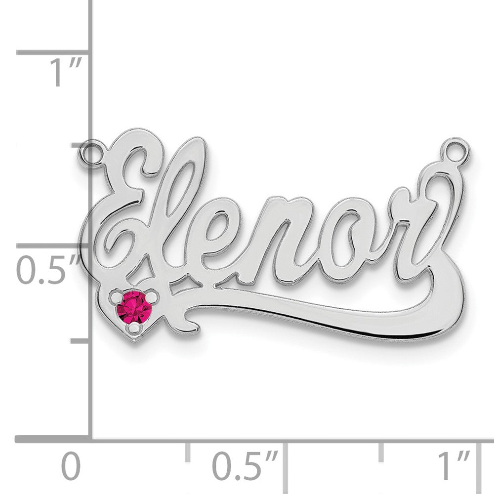 Sterling Silver Silver/Rhodium Plated Birthstone Heart Name Plate