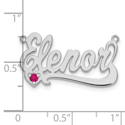 Sterling Silver Silver/Rhodium Plated Birthstone Heart Name Plate