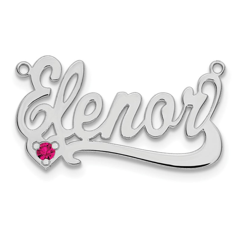 Sterling Silver Silver/Rhodium Plated Birthstone Heart Name Plate