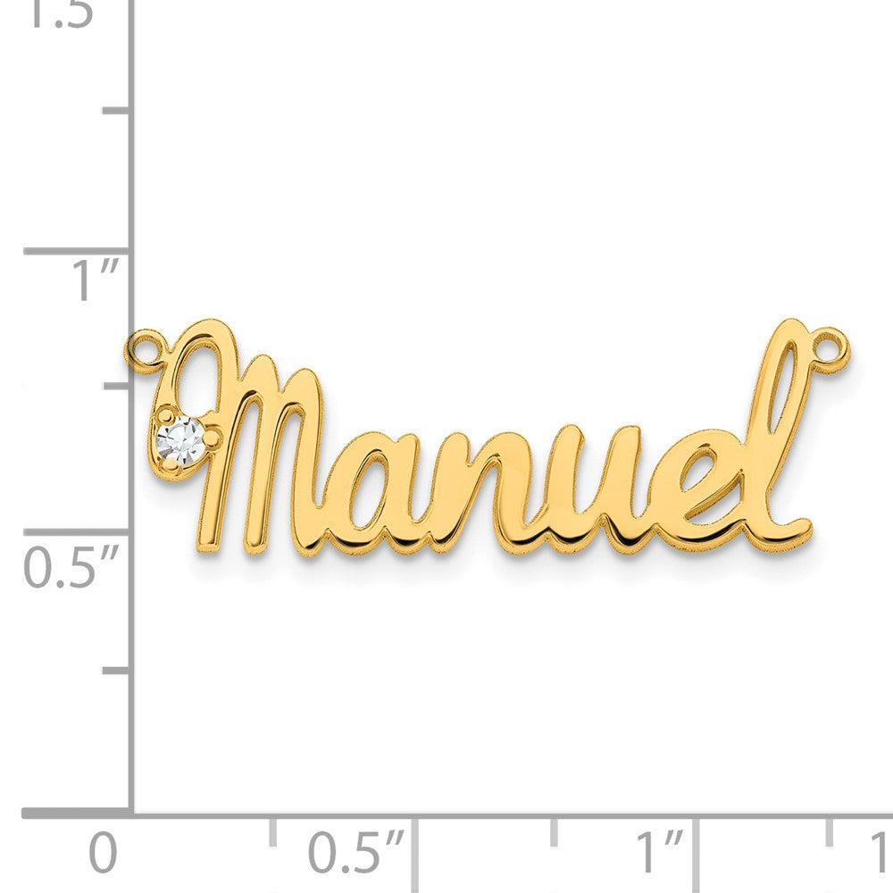 14K Yellow Gold Birthstone Name Plate